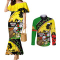 Rabbitohs ANZAC Day Couples Matching Mermaid Dress and Long Sleeve Button Shirt Souths Mascot Rosemary Starring Night Style
