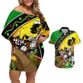 Rabbitohs ANZAC Day Couples Matching Off Shoulder Short Dress and Hawaiian Shirt Souths Mascot Rosemary Starring Night Style