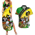 Rabbitohs ANZAC Day Couples Matching Summer Maxi Dress and Hawaiian Shirt Souths Mascot Rosemary Starring Night Style