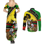 Rabbitohs ANZAC Day Couples Matching Summer Maxi Dress and Long Sleeve Button Shirt Souths Mascot Rosemary Starring Night Style