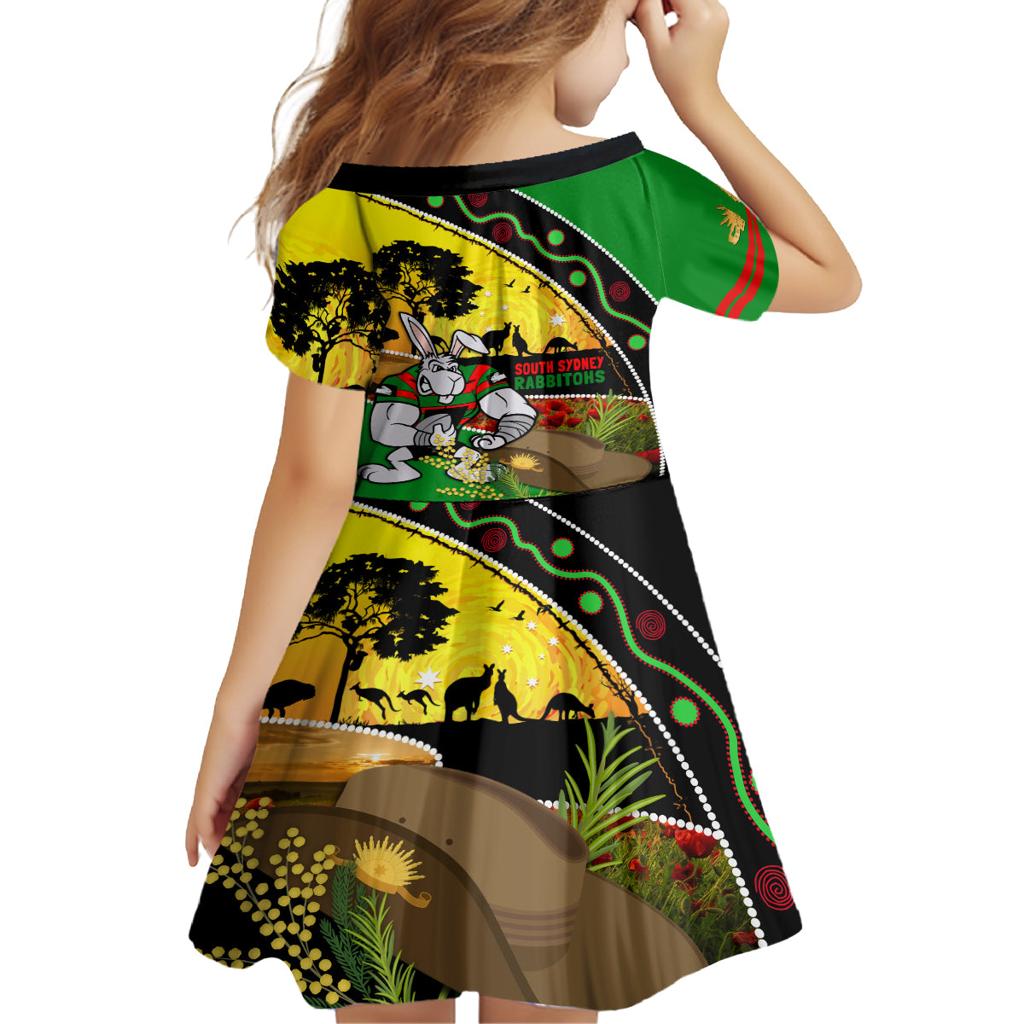 Rabbitohs ANZAC Day Family Matching Off Shoulder Short Dress and Hawaiian Shirt Souths Mascot Rosemary Starring Night Style