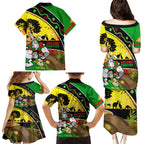 Rabbitohs ANZAC Day Family Matching Puletasi and Hawaiian Shirt Souths Mascot Rosemary Starring Night Style