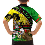 Rabbitohs ANZAC Day Family Matching Short Sleeve Bodycon Dress and Hawaiian Shirt Souths Mascot Rosemary Starring Night Style