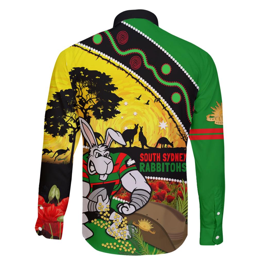 Rabbitohs ANZAC Day Family Matching Short Sleeve Bodycon Dress and Hawaiian Shirt Souths Mascot Rosemary Starring Night Style