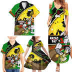 Rabbitohs ANZAC Day Family Matching Summer Maxi Dress and Hawaiian Shirt Souths Mascot Rosemary Starring Night Style