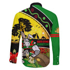 Rabbitohs ANZAC Day Family Matching Summer Maxi Dress and Hawaiian Shirt Souths Mascot Rosemary Starring Night Style