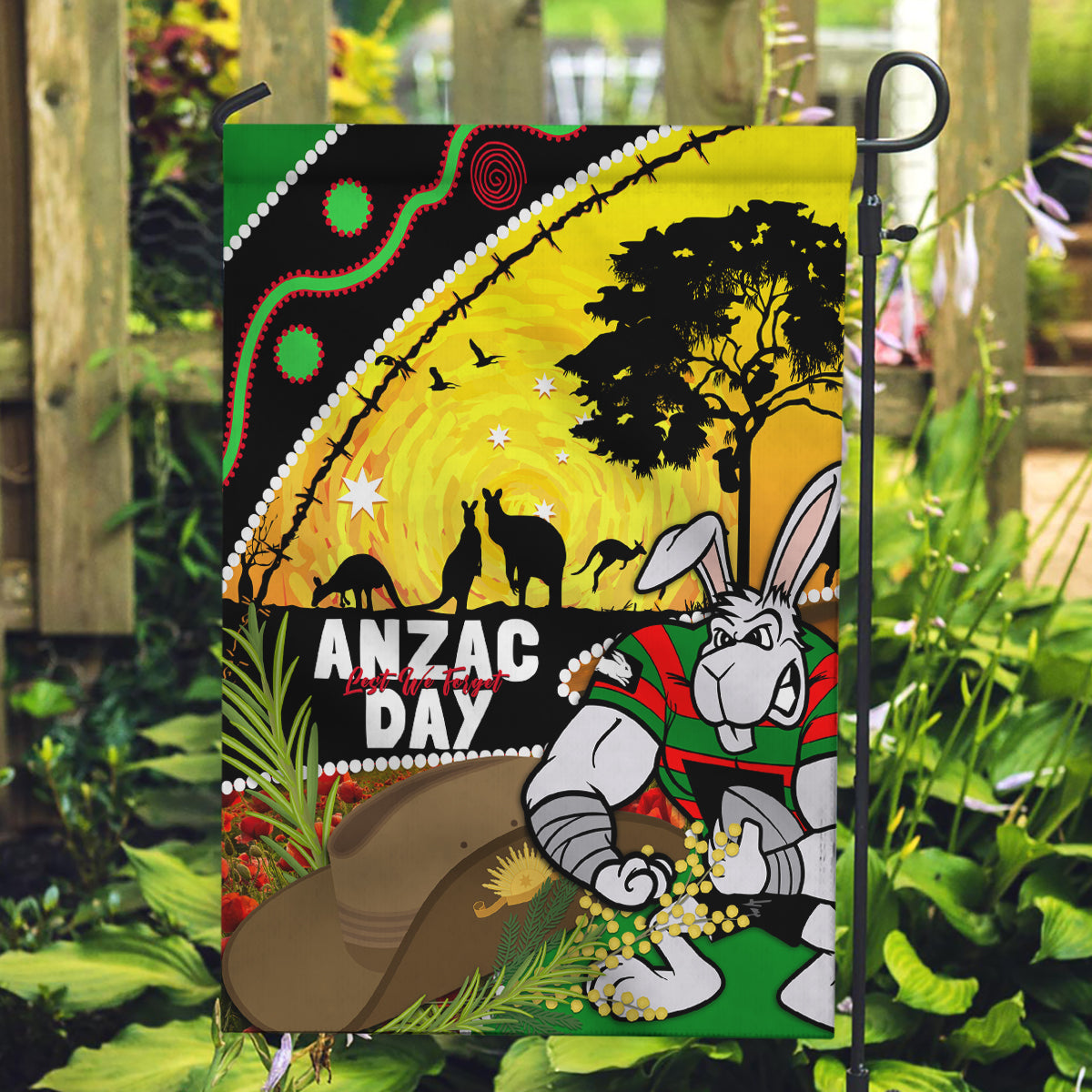 Rabbitohs ANZAC Day Garden Flag Souths Mascot Rosemary Starring Night Style