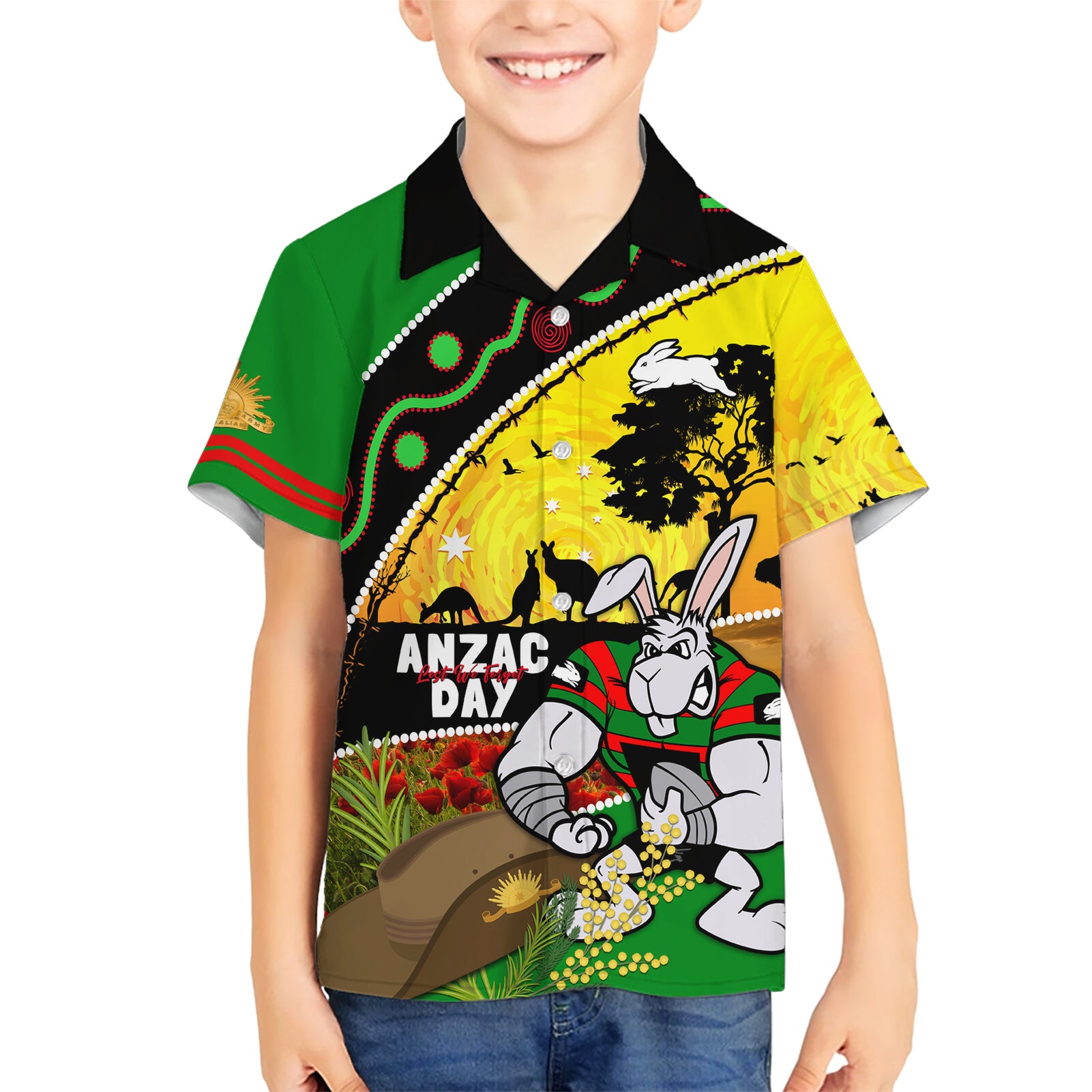 Rabbitohs ANZAC Day Hawaiian Shirt Souths Mascot Rosemary Starring Night Style