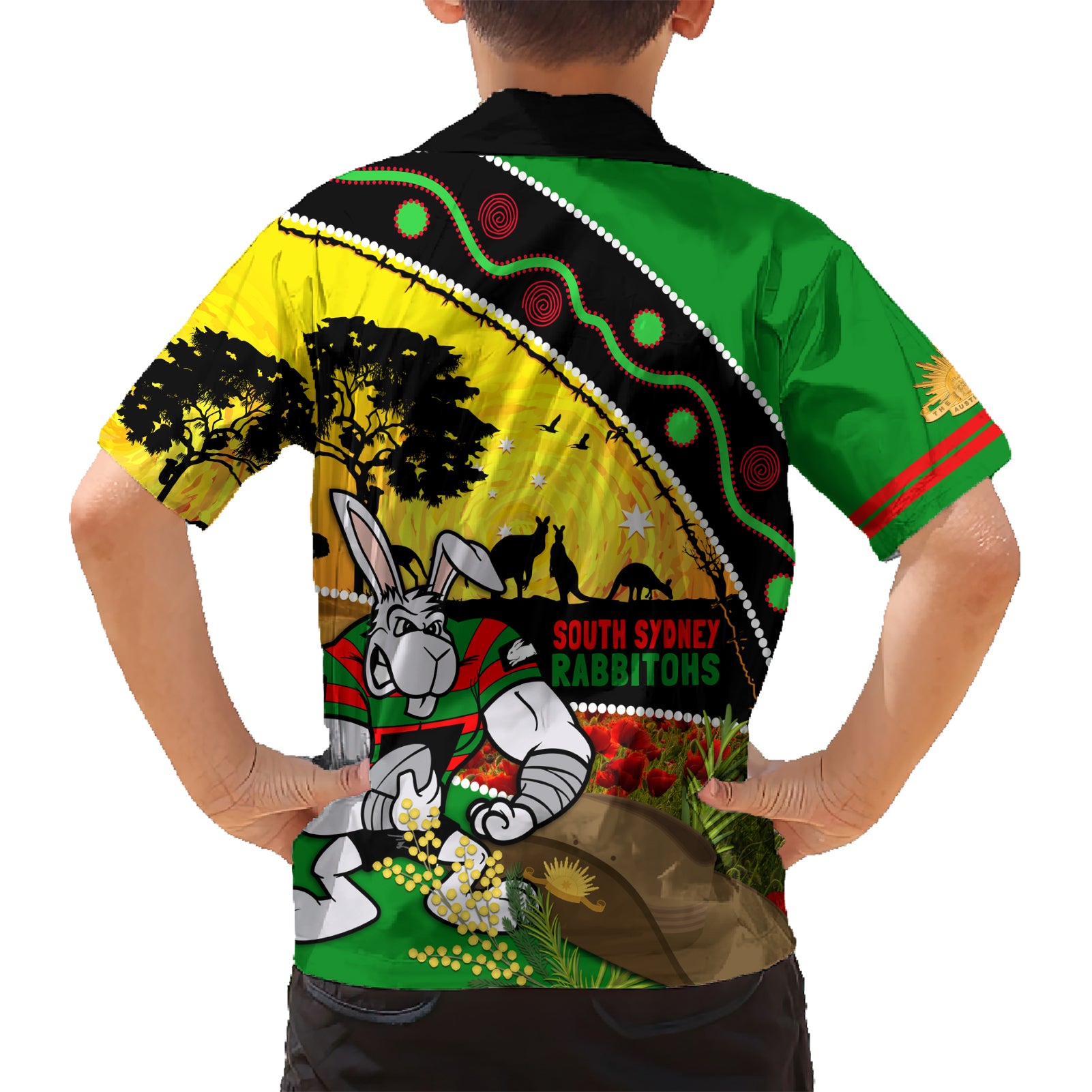 Rabbitohs ANZAC Day Hawaiian Shirt Souths Mascot Rosemary Starring Night Style