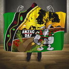 Rabbitohs ANZAC Day Hooded Blanket Souths Mascot Rosemary Starring Night Style
