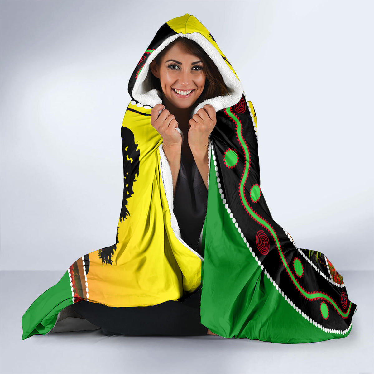 Rabbitohs ANZAC Day Hooded Blanket Souths Mascot Rosemary Starring Night Style
