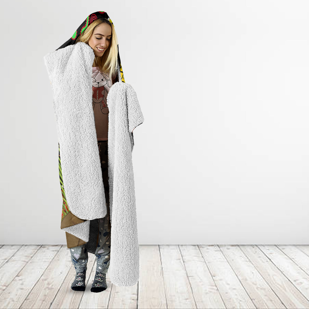 Rabbitohs ANZAC Day Hooded Blanket Souths Mascot Rosemary Starring Night Style