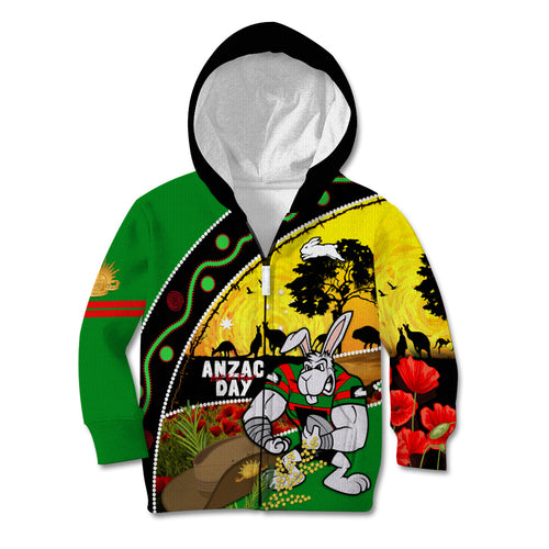 Rabbitohs ANZAC Day Kid Hoodie Souths Mascot Rosemary Starring Night Style