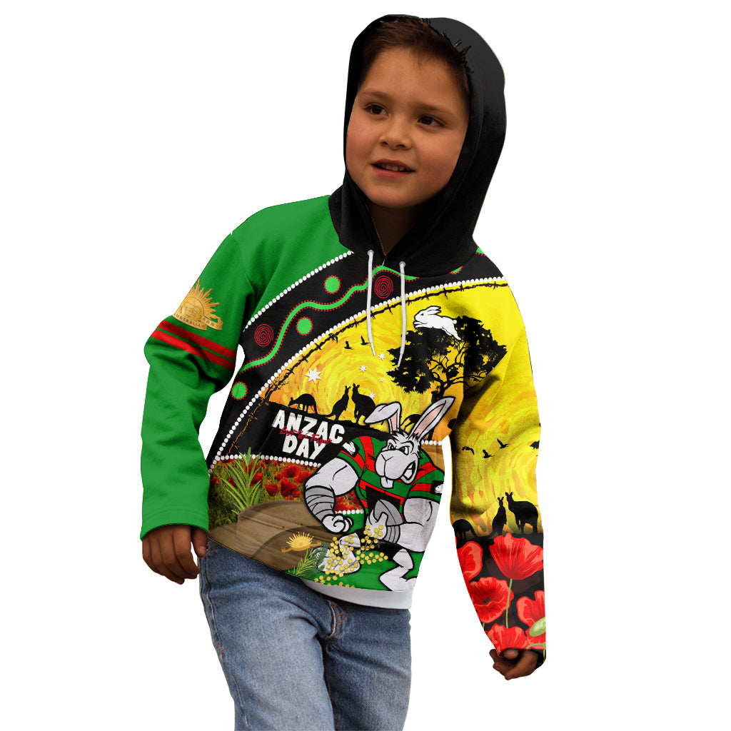 Rabbitohs ANZAC Day Kid Hoodie Souths Mascot Rosemary Starring Night Style