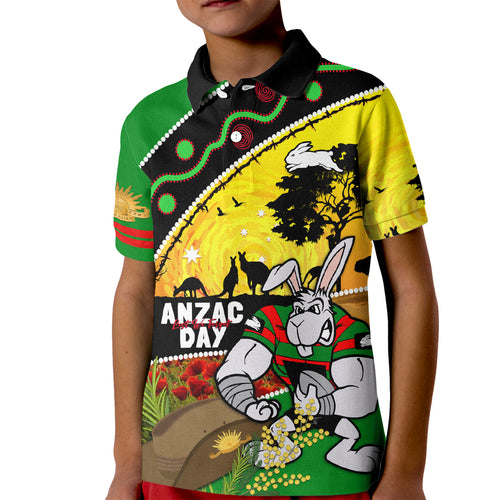 Rabbitohs ANZAC Day Kid Polo Shirt Souths Mascot Rosemary Starring Night Style