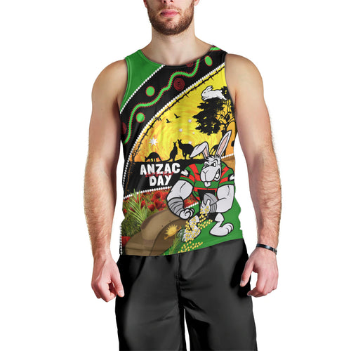 Rabbitohs ANZAC Day Men Tank Top Souths Mascot Rosemary Starring Night Style