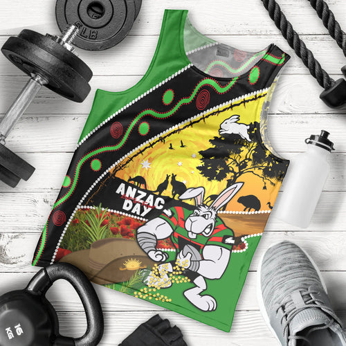 Rabbitohs ANZAC Day Men Tank Top Souths Mascot Rosemary Starring Night Style