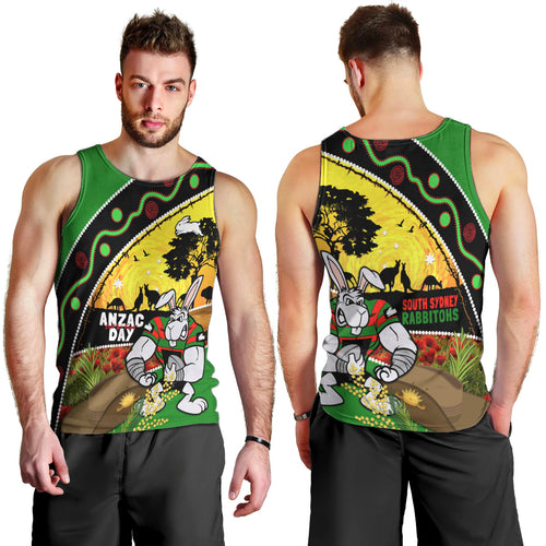 Rabbitohs ANZAC Day Men Tank Top Souths Mascot Rosemary Starring Night Style