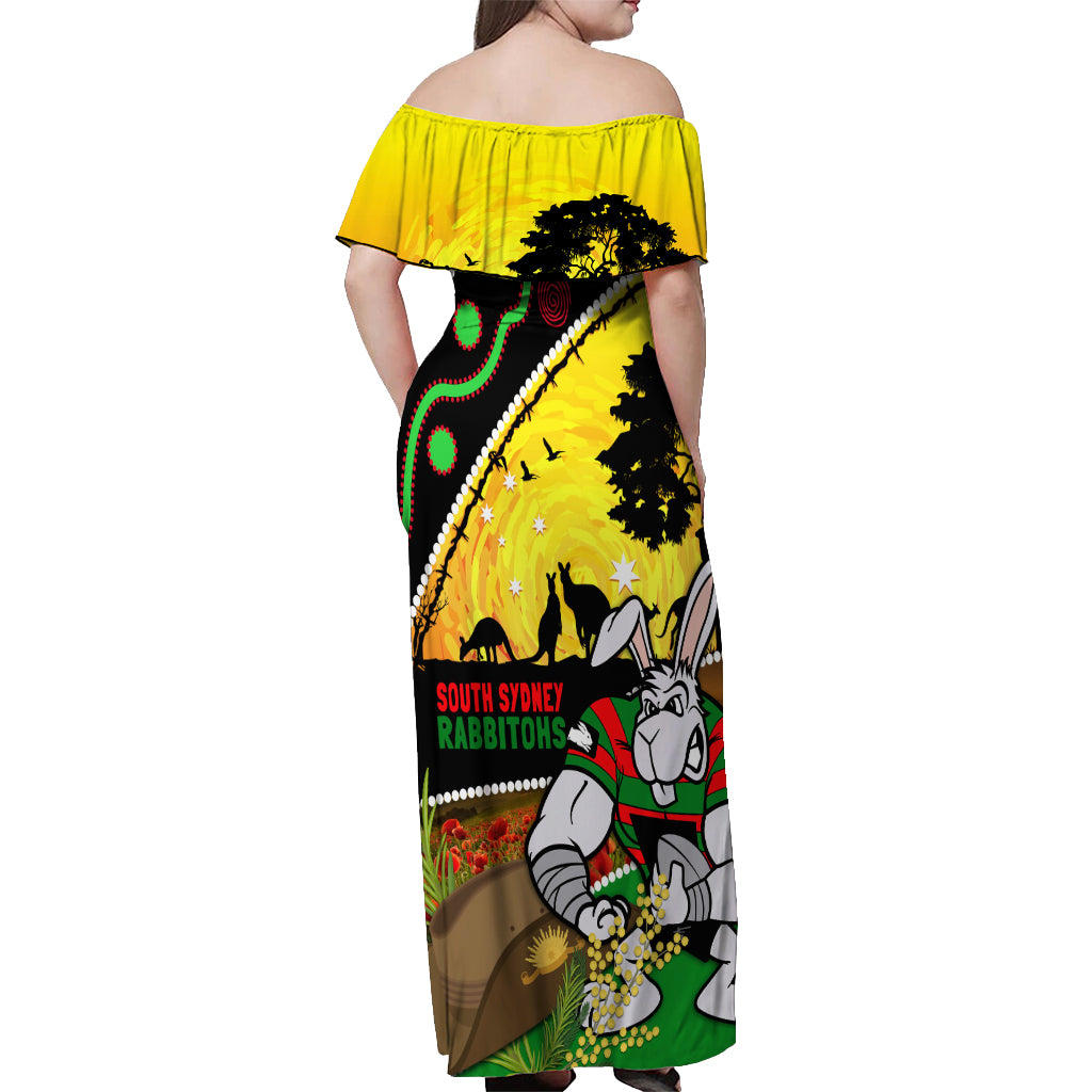 Rabbitohs ANZAC Day Off Shoulder Maxi Dress Souths Mascot Rosemary Starring Night Style