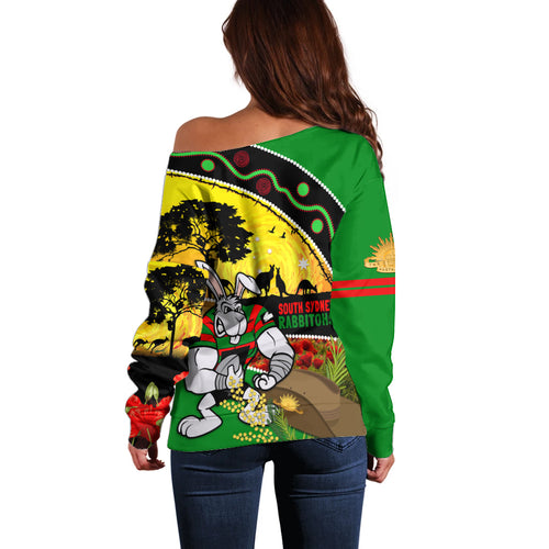 Rabbitohs ANZAC Day Off Shoulder Sweater Souths Mascot Rosemary Starring Night Style