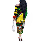 Rabbitohs ANZAC Day Off The Shoulder Long Sleeve Dress Souths Mascot Rosemary Starring Night Style