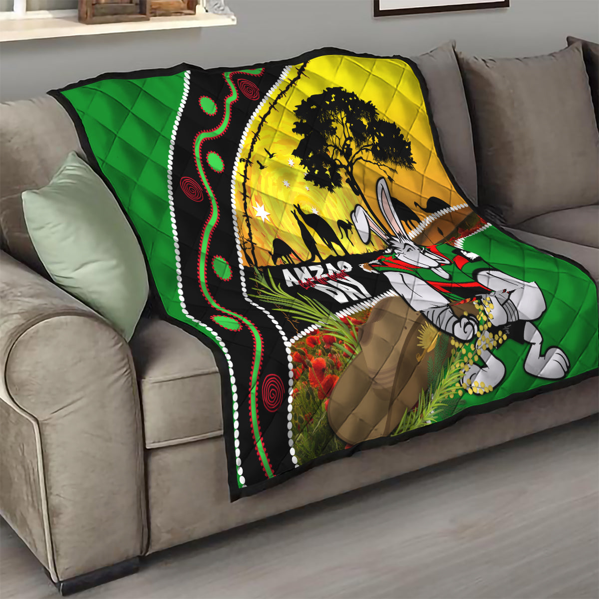Rabbitohs ANZAC Day Quilt Souths Mascot Rosemary Starring Night Style