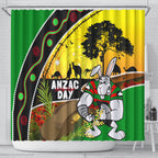 Rabbitohs ANZAC Day Shower Curtain Souths Mascot Rosemary Starring Night Style