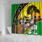 Rabbitohs ANZAC Day Shower Curtain Souths Mascot Rosemary Starring Night Style