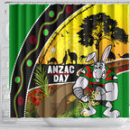 Rabbitohs ANZAC Day Shower Curtain Souths Mascot Rosemary Starring Night Style
