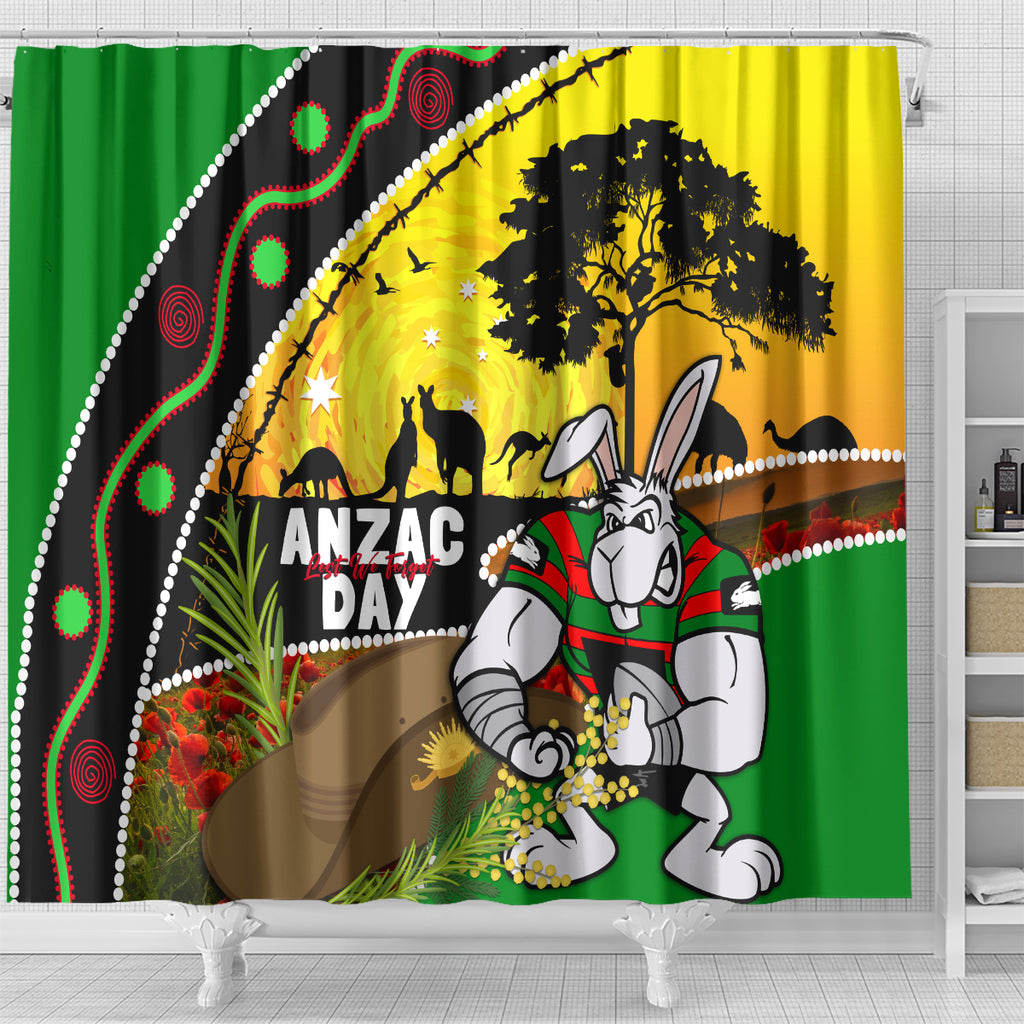 Rabbitohs ANZAC Day Shower Curtain Souths Mascot Rosemary Starring Night Style