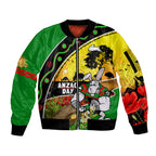 Rabbitohs ANZAC Day Sleeve Zip Bomber Jacket Souths Mascot Rosemary Starring Night Style