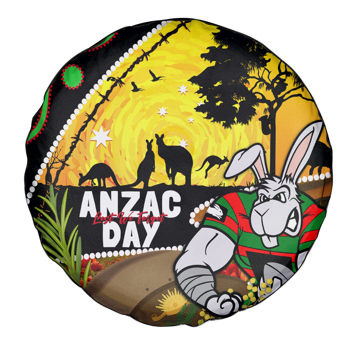 Rabbitohs ANZAC Day Spare Tire Cover Souths Mascot Rosemary Starring Night Style
