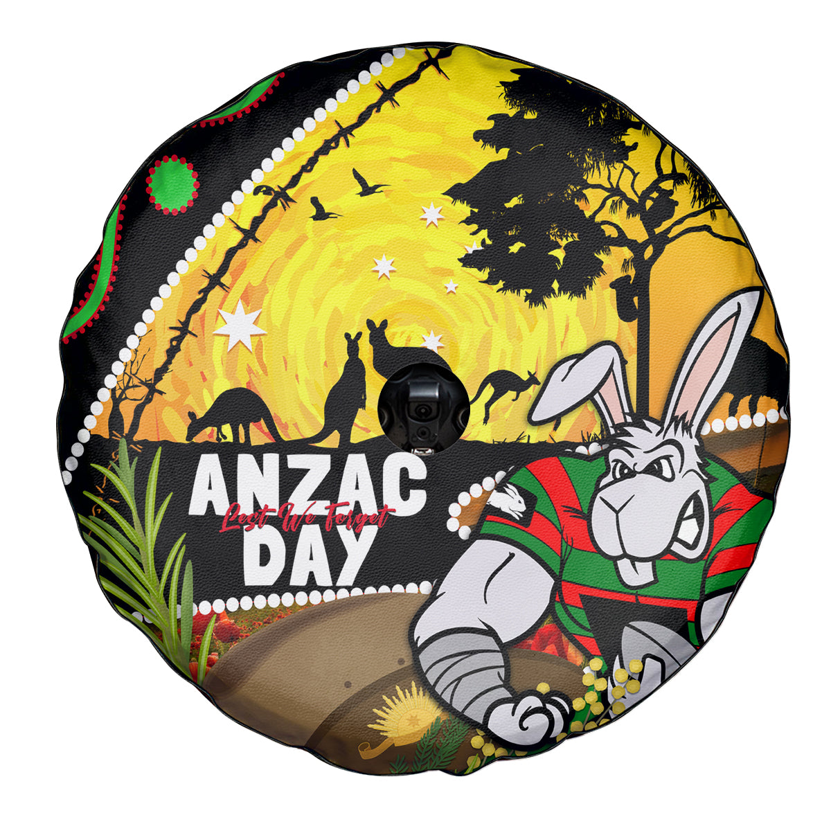 Rabbitohs ANZAC Day Spare Tire Cover Souths Mascot Rosemary Starring Night Style