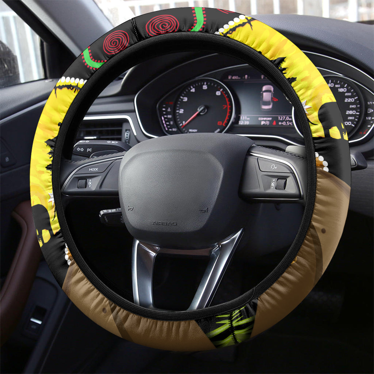 Rabbitohs ANZAC Day Steering Wheel Cover Souths Mascot Rosemary Starring Night Style