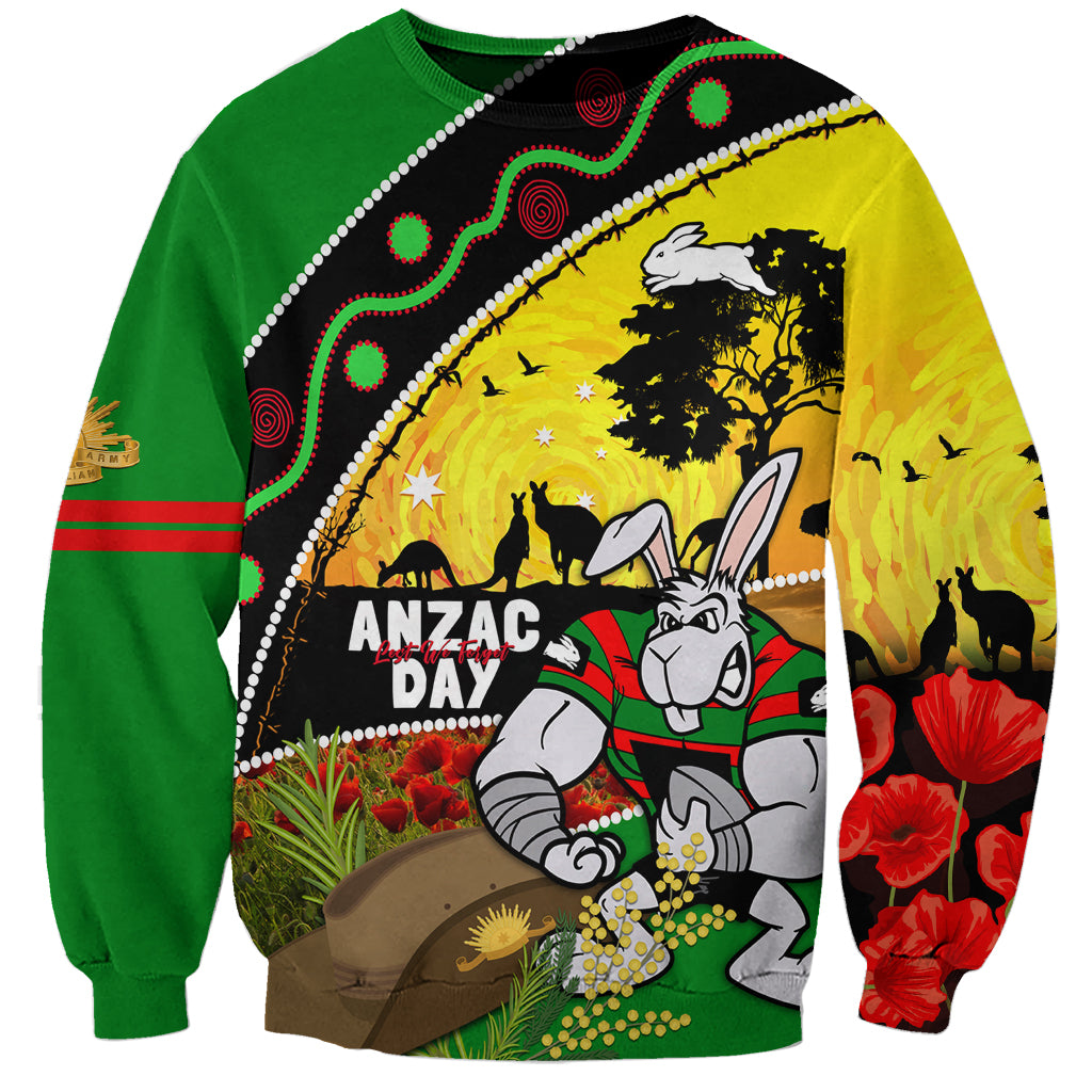 Rabbitohs ANZAC Day Sweatshirt Souths Mascot Rosemary Starring Night Style