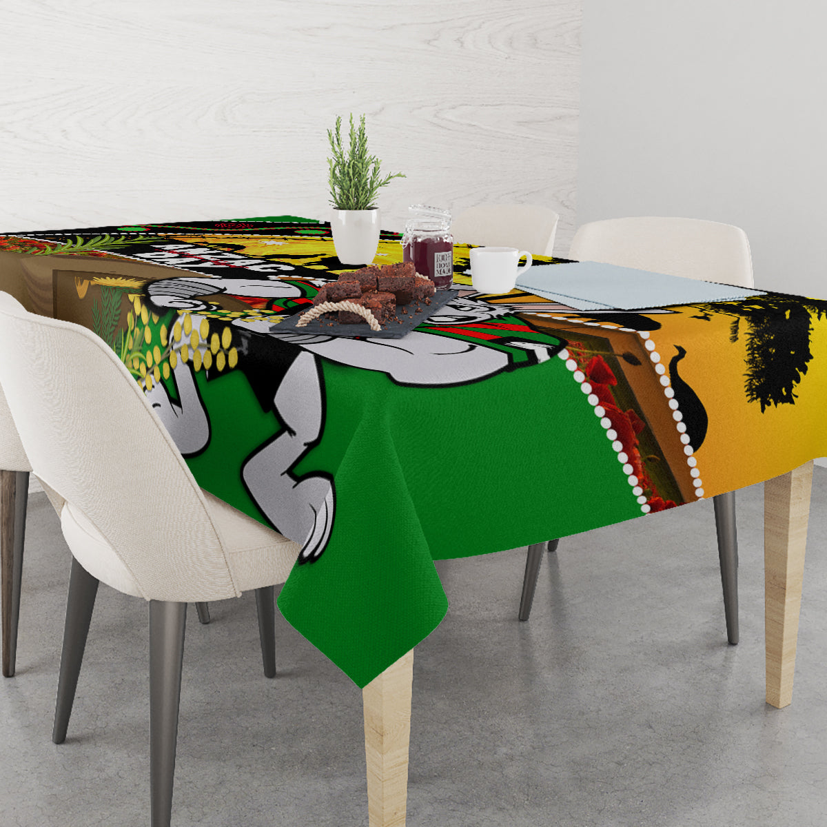 Rabbitohs ANZAC Day Tablecloth Souths Mascot Rosemary Starring Night Style