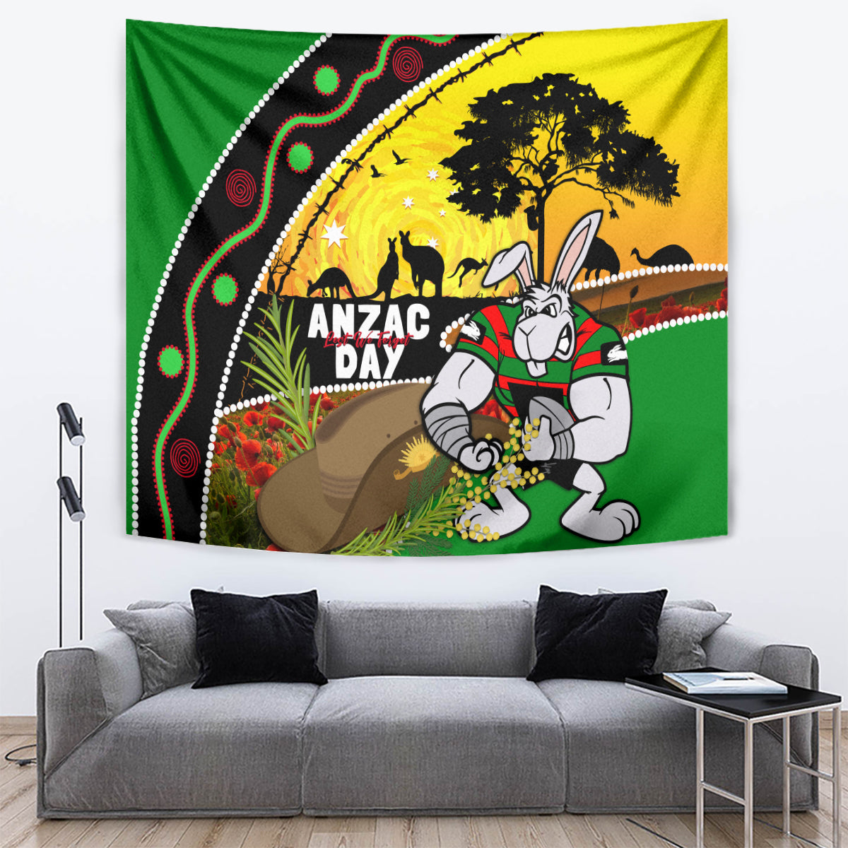 Rabbitohs ANZAC Day Tapestry Souths Mascot Rosemary Starring Night Style