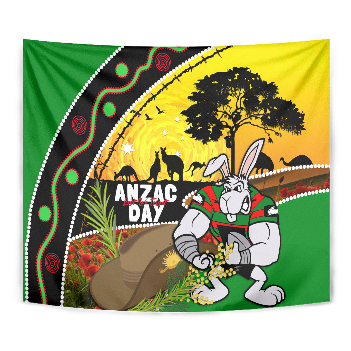 Rabbitohs ANZAC Day Tapestry Souths Mascot Rosemary Starring Night Style