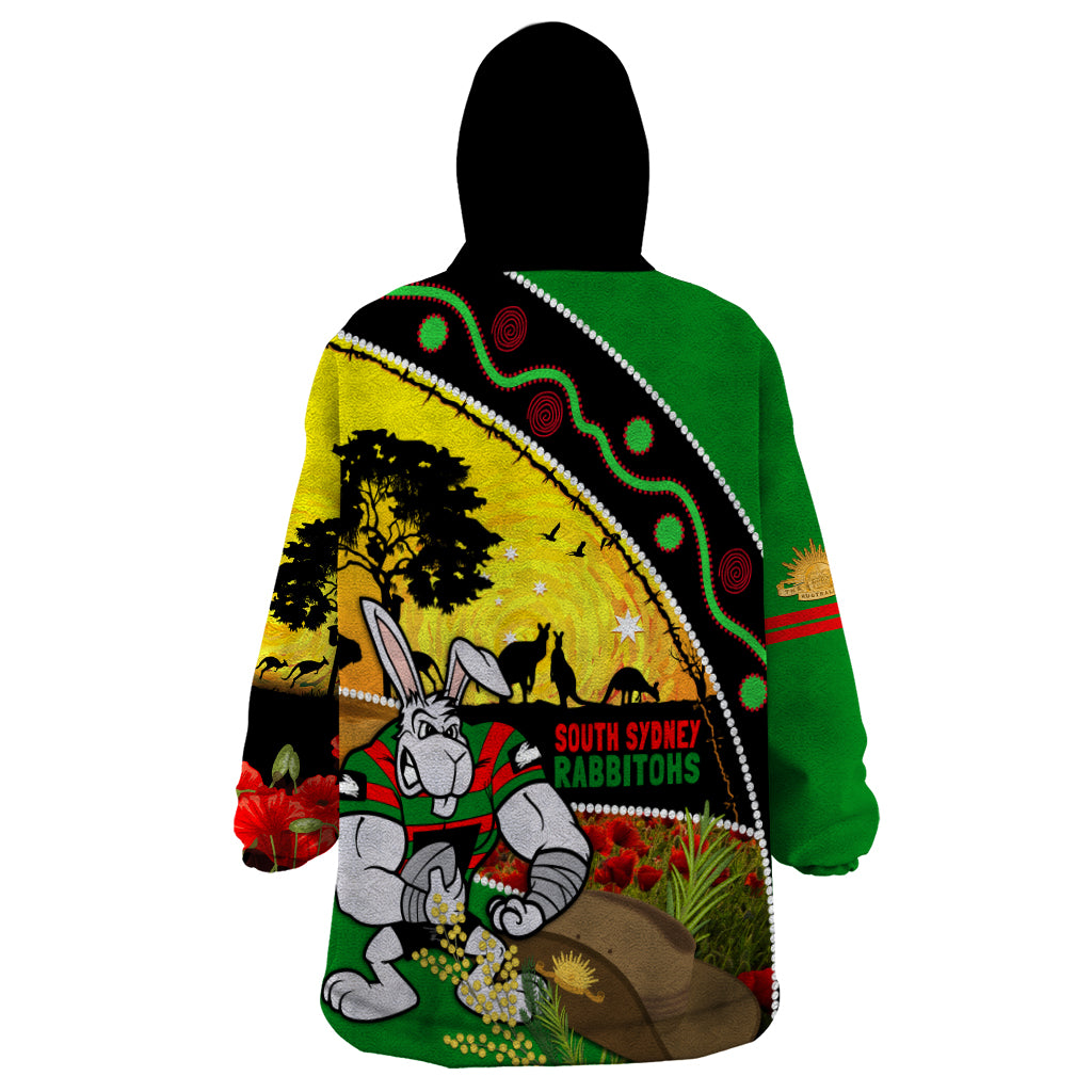 Rabbitohs ANZAC Day Wearable Blanket Hoodie Souths Mascot Rosemary Starring Night Style