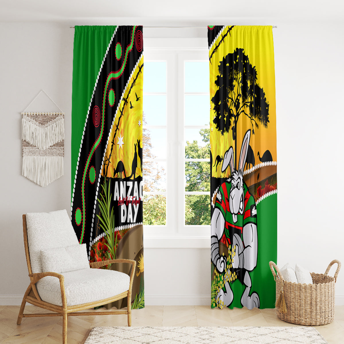 Rabbitohs ANZAC Day Window Curtain Souths Mascot Rosemary Starring Night Style