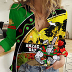 Rabbitohs ANZAC Day Women Casual Shirt Souths Mascot Rosemary Starring Night Style