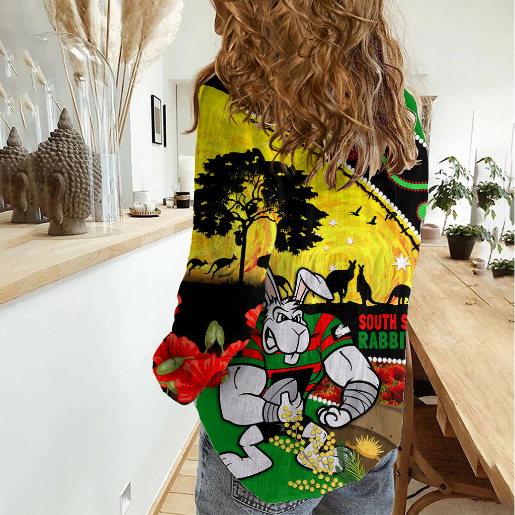 Rabbitohs ANZAC Day Women Casual Shirt Souths Mascot Rosemary Starring Night Style