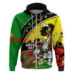 Rabbitohs ANZAC Day Zip Hoodie Souths Mascot Rosemary Starring Night Style