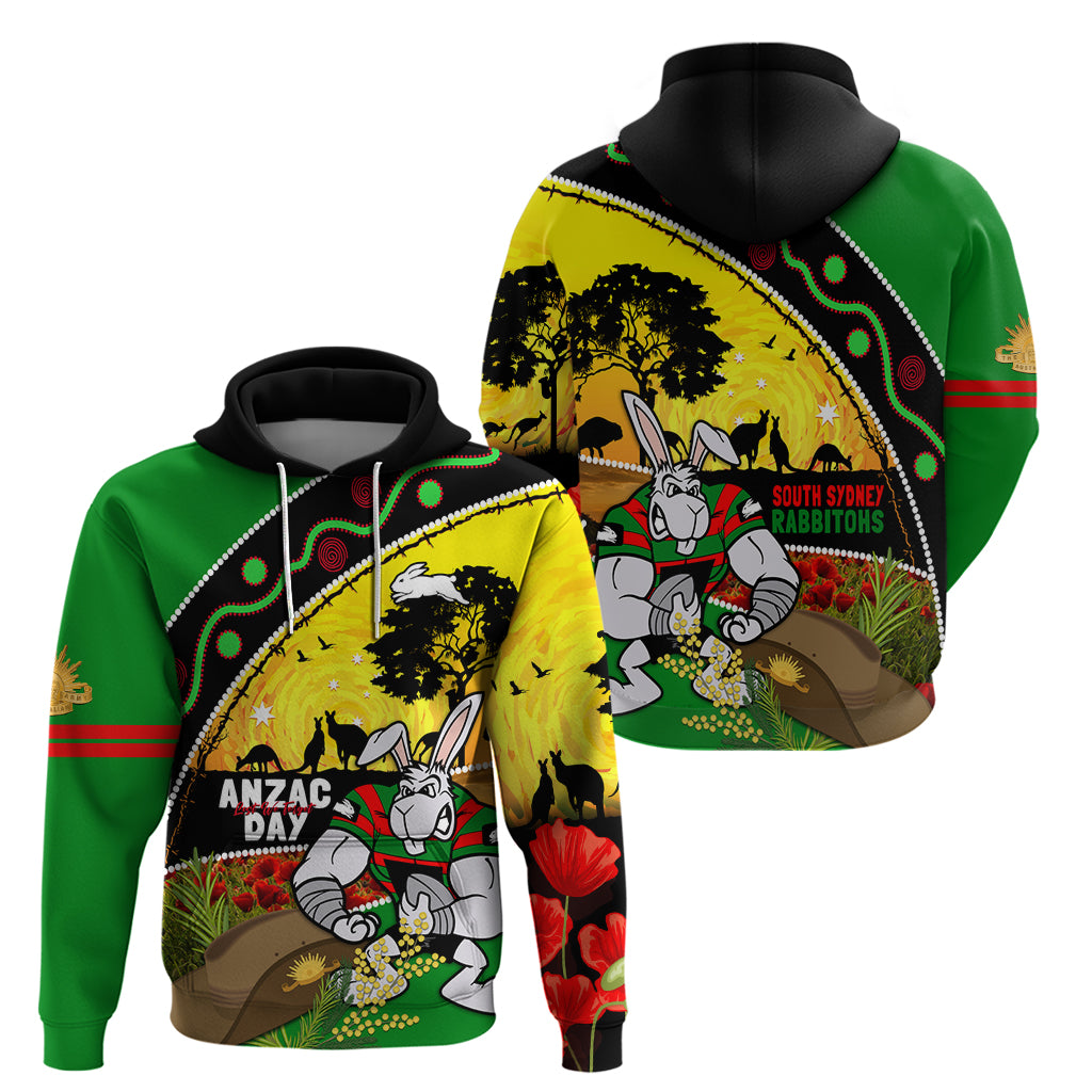 Rabbitohs ANZAC Day Zip Hoodie Souths Mascot Rosemary Starring Night Style