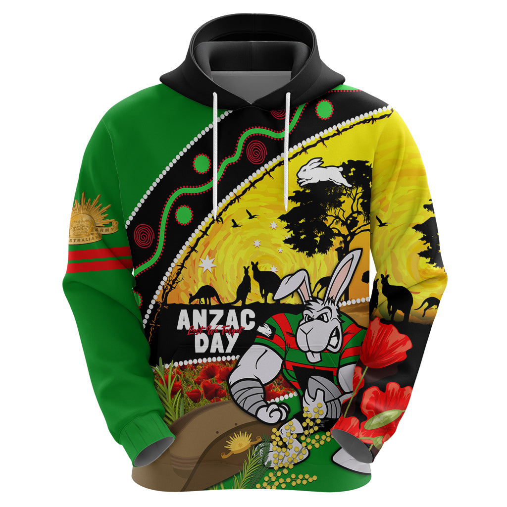 Rabbitohs ANZAC Day Zip Hoodie Souths Mascot Rosemary Starring Night Style