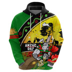 Rabbitohs ANZAC Day Zip Hoodie Souths Mascot Rosemary Starring Night Style