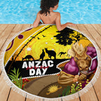 Broncos ANZAC Day Beach Blanket Mascot Rosemary Starring Night Style