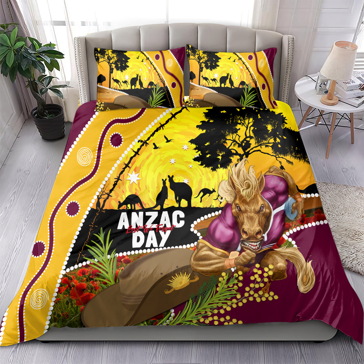 Broncos ANZAC Day Bedding Set Mascot Rosemary Starring Night Style