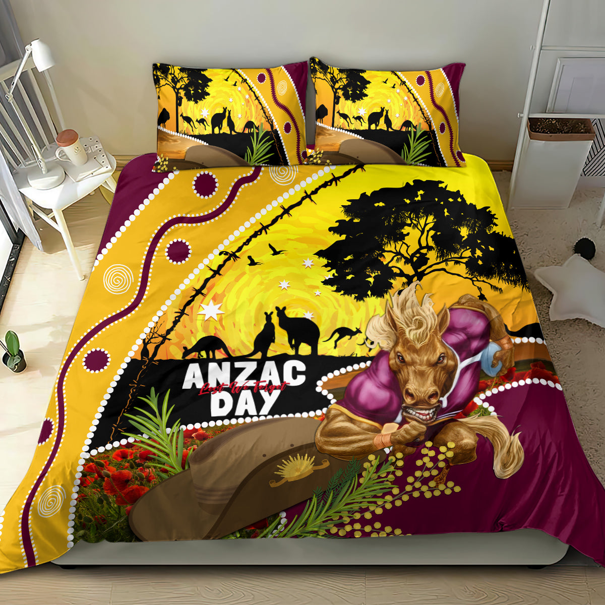 Broncos ANZAC Day Bedding Set Mascot Rosemary Starring Night Style