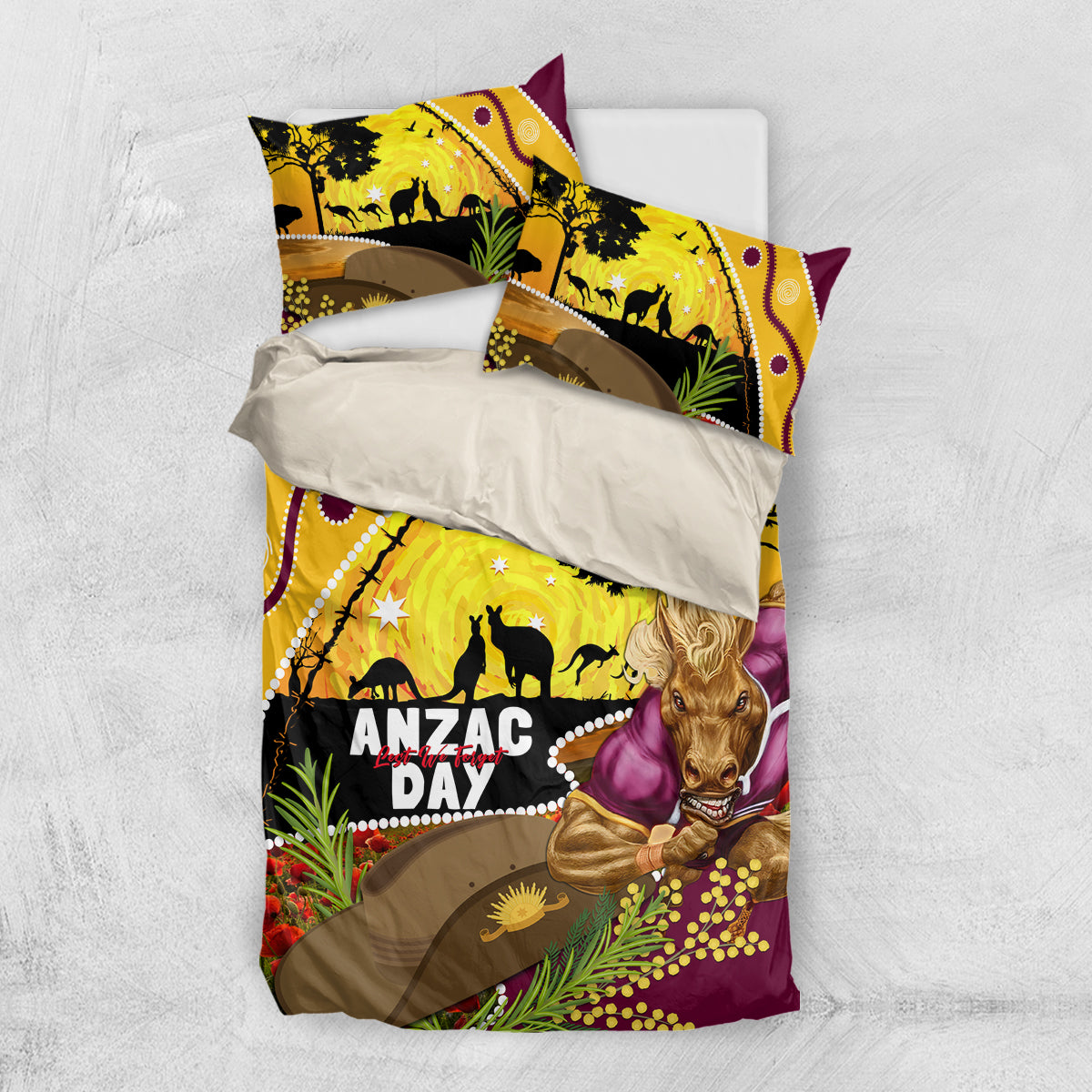 Broncos ANZAC Day Bedding Set Mascot Rosemary Starring Night Style